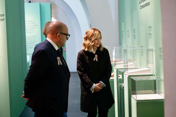 Meloni e Sangiuliano in visita alla mostra al Vittoriano su Mazzini